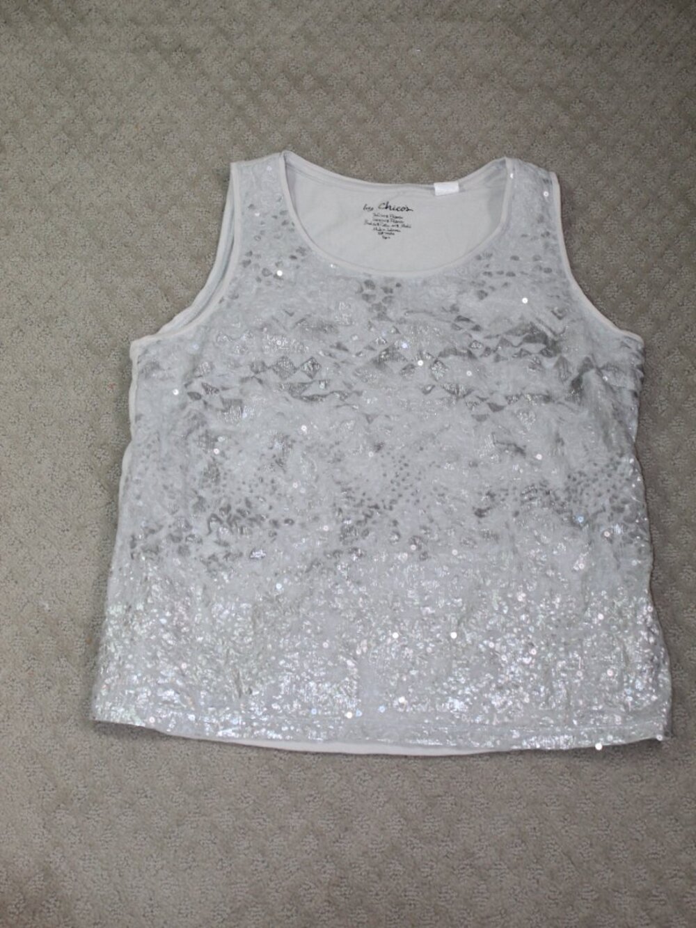 Chico's Size 2 / Women's 12 Silver & Sequin Tank Top